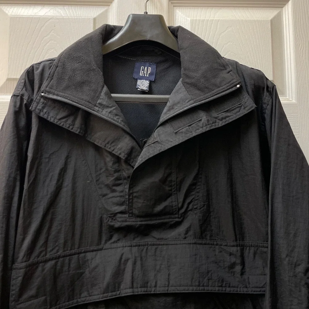 Vintage‎ GAP Men's XS Black Packed Hooded Anorak Pocket 90s Outdoor RipStop